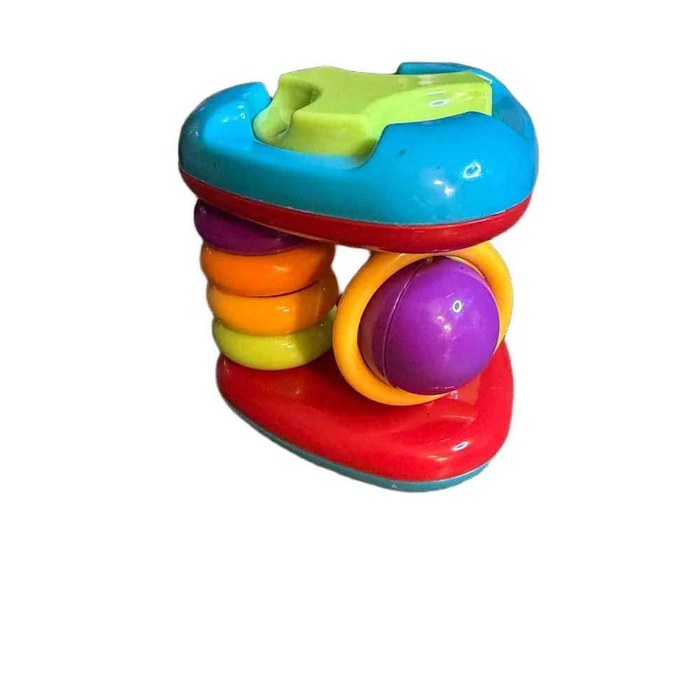 Multicolor Sensory Activity Toy Triangle with Mirror and Spinning Ball 4 Inch